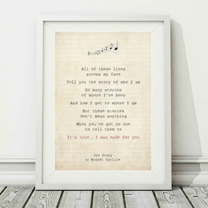 Brandi Carlile - The Story - Song Lyric Art Poster Print - Sizes A4 A3