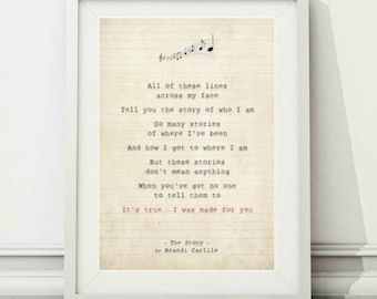 Brandi Carlile - The Story - Song Lyric Art Poster Print - Sizes A4 A3