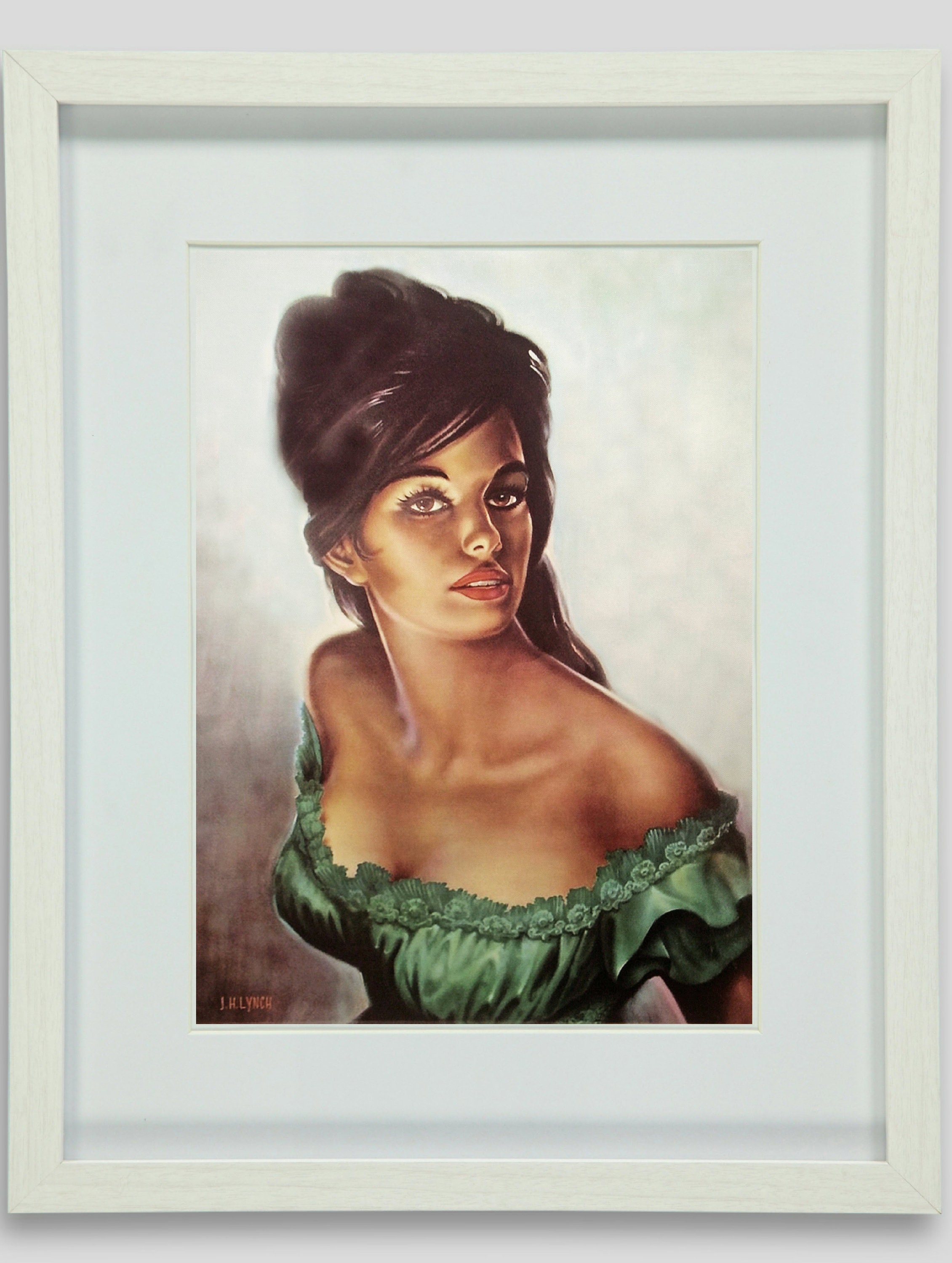 Tina in Green Dress by JH Lynch Tretchikoff Era - Vintage Art