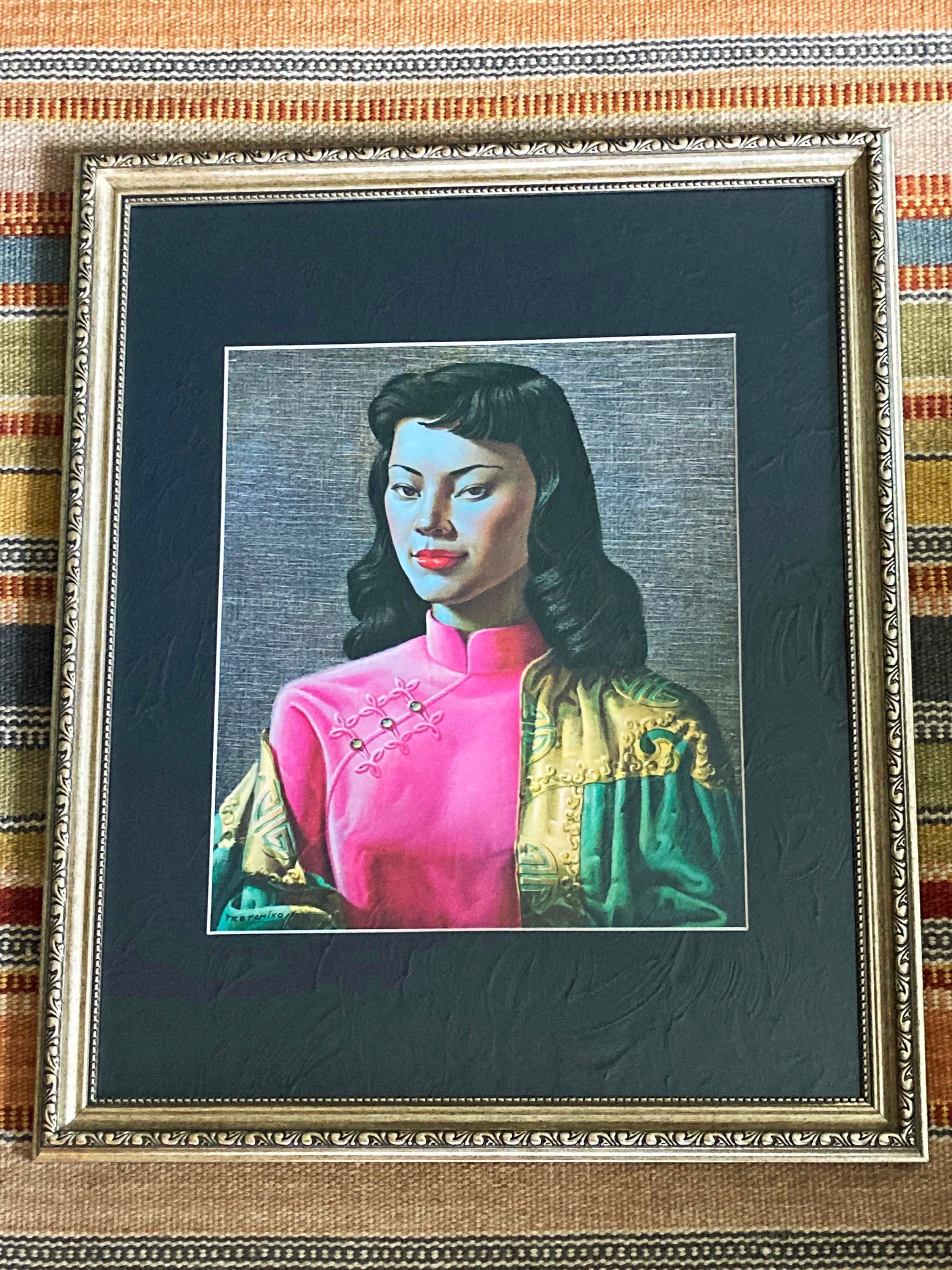 ORIGINAL RARE Tretchikoff Miss Wong 1969 Large Framed Vintage Art Print ...