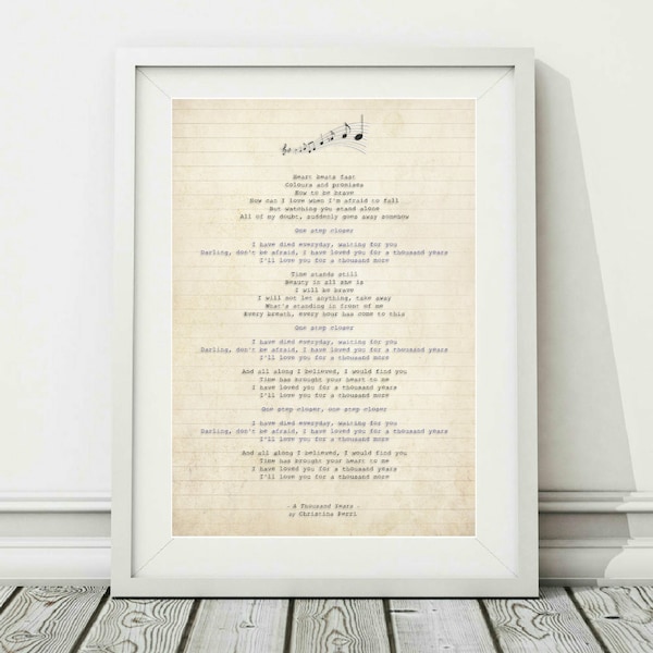 Christina Perri - A Thousand Years - Song Lyric Art Poster Print - Tailles A4 A3