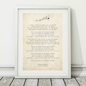 Chris Stapleton - Tennessee Whiskey - AFDRUKBARE songtekst Art Poster Print - directe digitale download