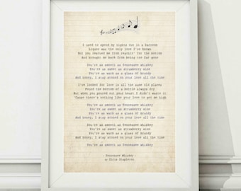 Chris Stapleton - Tennessee Whiskey - PRINTABLE Song Lyric Art Poster Print - Instant Digital Download