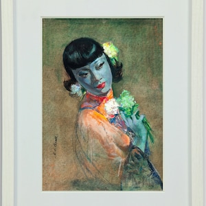 04 The Fan by Cecil Beall (1 of 4) Tretchikoff Era - PRINTABLE Art Poster Print - Instant Digital Download