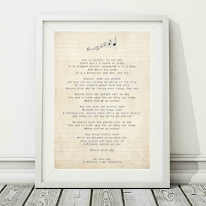 ELO Electric Light Orchester - Mr. Blue Sky - Song Lyric Art Poster Print - Größen A4 A3