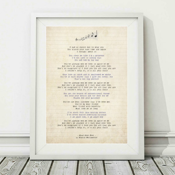 Alanis Morissette - Head Over Feet - Song Lyric Art Poster Print - Tailles A4 A3