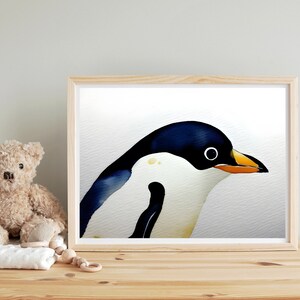 Penguin Nursery Art Penguin art Penguin nursery decor Print Modern Nursery Kids Ocean Zoo Safari Baby room Penguin Watercolor Horizontal