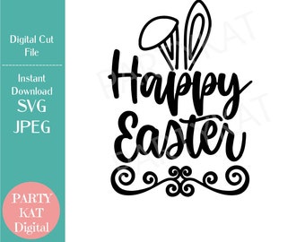 Happy Easter Bunny Ears SVG – Easter Sign, Cut File (Digital Download)