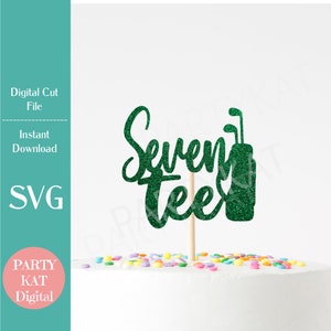 ゴルフ 70 歳の誕生日ケーキ トッパー SVG - SevenTee ケーキ トッパー ファイル、誕生日パーティーのデコレーション、ゴルフ パーティー