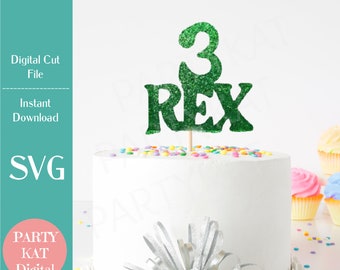 File in formato SVG di tre Rex Dinosaur Cake Topper - 3 ° compleanno SVG - dinosauro SVG - Birthday Party Design-