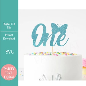 Schmetterling ein Cake Topper SVG-Datei - Schmetterling Cake Topper SVG, Frühling Geburtstag Party, PNG Datei, Vektor Datei