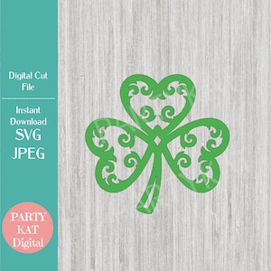 Trevo extravagante, Dia de São Patrício, Download instantâneo, Arquivos SVG, Placa de porta, Trevo SVG,