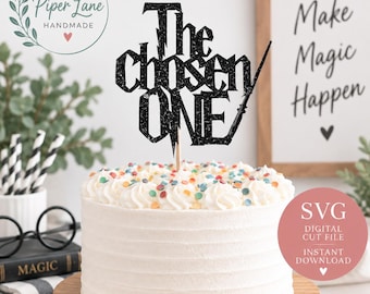 The Chosen One Cake Topper SVG, First Birthday, Wizard Birthday, Instant Download, Wizard Theme, Birthday Party, Wizard Party