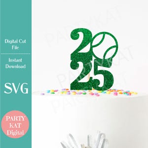 Arquivo SVG de Topo de Bolo de Tênis da Classe de 2025, SVG de Tênis, Formatura da Faculdade, Ensino Médio, Jogador de Tênis, Festa de Formatura