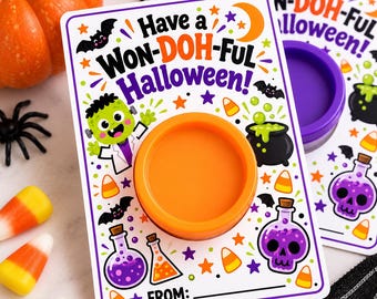 Halloween Play Dough Tag Printable, Won-DOH-ful Halloween Favor, 4x6 Playdough Gift Tag, Kids Classroom Halloween Treat, Instant Download