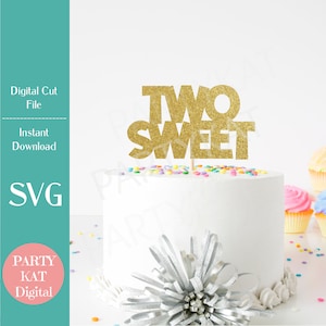Two Sweet Cake Topper SVG File, 2nd Birthday SVG, Donut SVG, Birthday Party Design, ice cream birthday