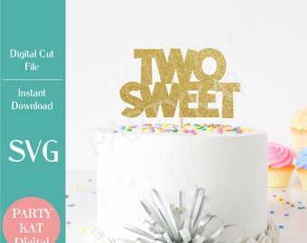 Two Sweet Cake Topper SVG File, 2nd Birthday SVG, Donut SVG, Birthday Party Design, ice cream birthday
