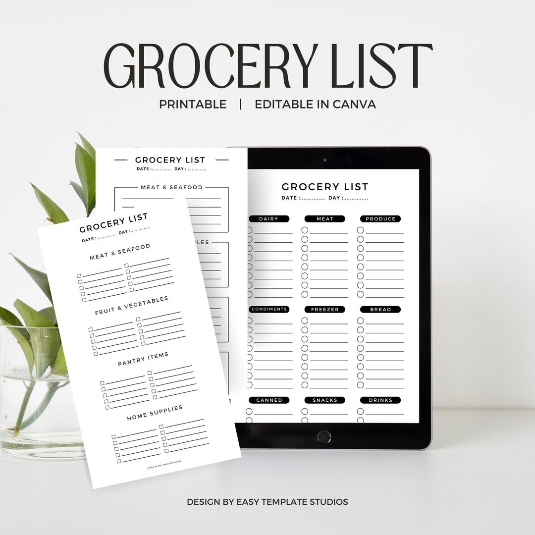 Grocery Checklist 2023 Grocery Ideas Grocery List Grocery List - Etsy