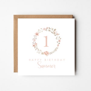 Personalised Birthday Card | 1st 2nd 3rd Birthday Card | First Birthday Card | Girls First Birthday Card | Floral Pink Birthday Card