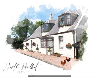 Aquarell Haus Portrait | Aquarell Haus Malerei | Aquarell Skizze Portrait | neues Zuhause Geschenk | unser erstes Home Portrait