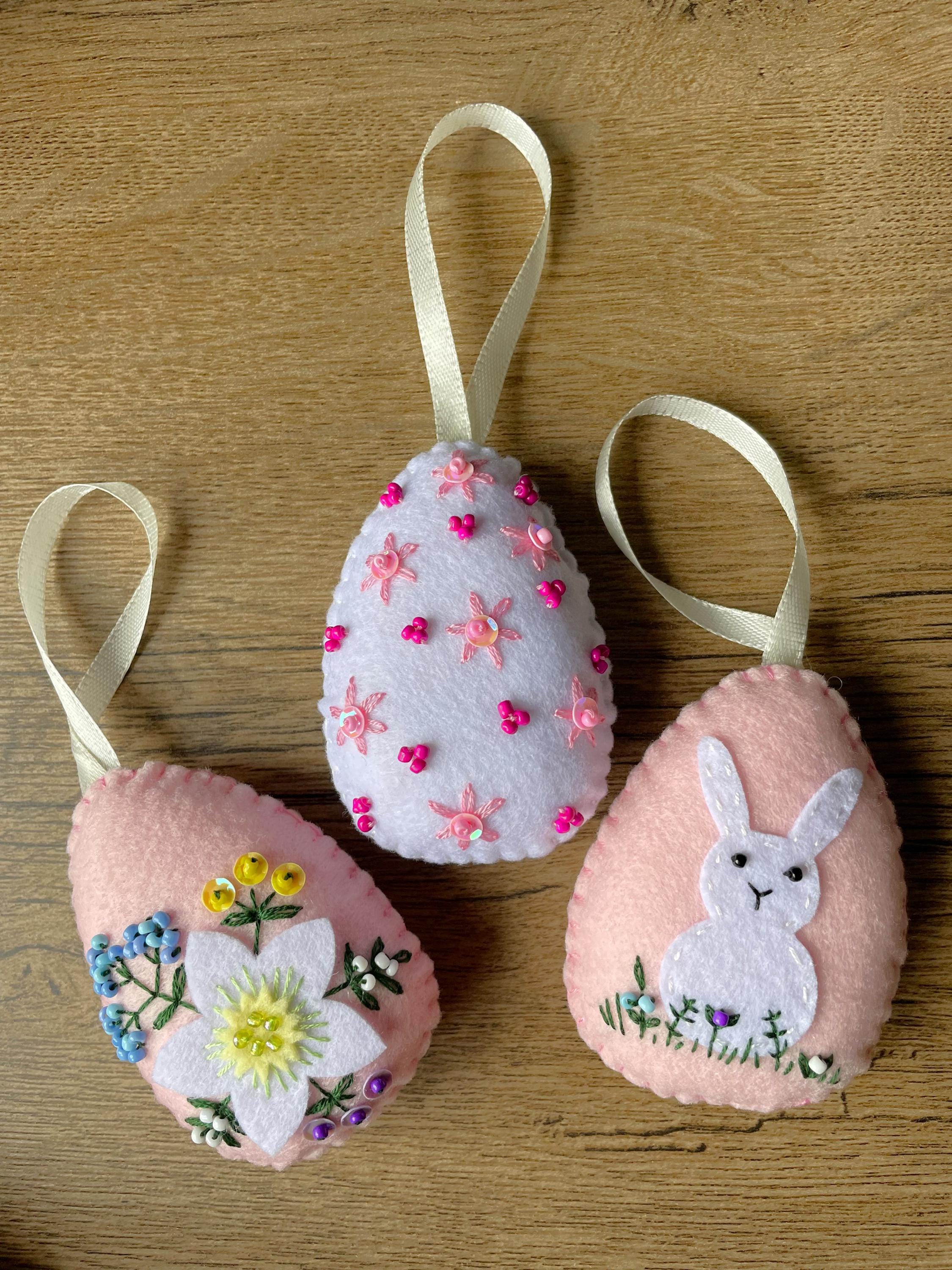 Handmade Felt Easter Egg Ornament: Beaded Spring Decoration - Etsy