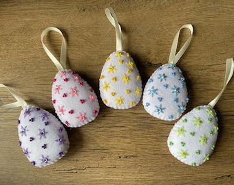 Handmade Felt Easter Egg Decorations: Beaded Ornament Set