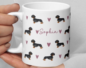 Personalised Dachshund Mug, Dapple Dachshund Mug, Sausage Dog Mug, Sausage Dog Gifts, Personalised Dog Gift, Wiener Dog Mug, New Puppy Gift