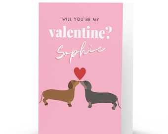 Dachshund Valentine's Card Download, Sausage Dog Valentine's Day Card, Personalised Card, Love You Sausage, Valentine Wiener Dog Card Idea