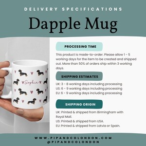 Tazza personalizzata con bassotto, tazza con bassotto maculato, tazza con bassotto bassotto, regali con bassotto, regalo personalizzato per cani, tazza con bassotto bassotto, regalo per cucciolo immagine 9