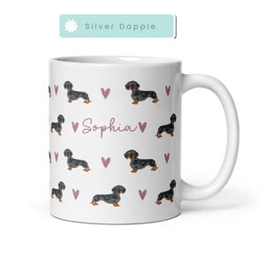 Tazza personalizzata con bassotto, tazza con bassotto maculato, tazza con bassotto bassotto, regali con bassotto, regalo personalizzato per cani, tazza con bassotto bassotto, regalo per cucciolo immagine 2