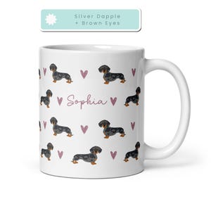 Tazza personalizzata con bassotto, tazza con bassotto maculato, tazza con bassotto bassotto, regali con bassotto, regalo personalizzato per cani, tazza con bassotto bassotto, regalo per cucciolo immagine 7