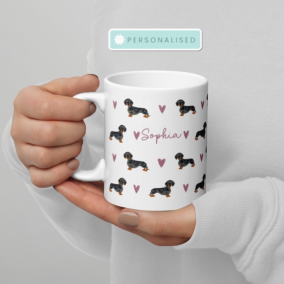 Personalised Dachshund Mug, Dapple Dachshund Mug, Sausage Dog Mug, Sausage Dog Gifts, Personalised Dog Gift, Wiener Dog Mug, New Puppy Gift