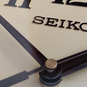 Cast 1970s Seiko Retro Vintage Industrial Antique Steel Quartz Wall Clock, Green For Sale