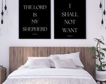 The Lord is my Shepherd I Shall not Want | Psalm 23 | Wall Art | DIGITAL PRINT | Bible Art | Scripture Art | Black and White