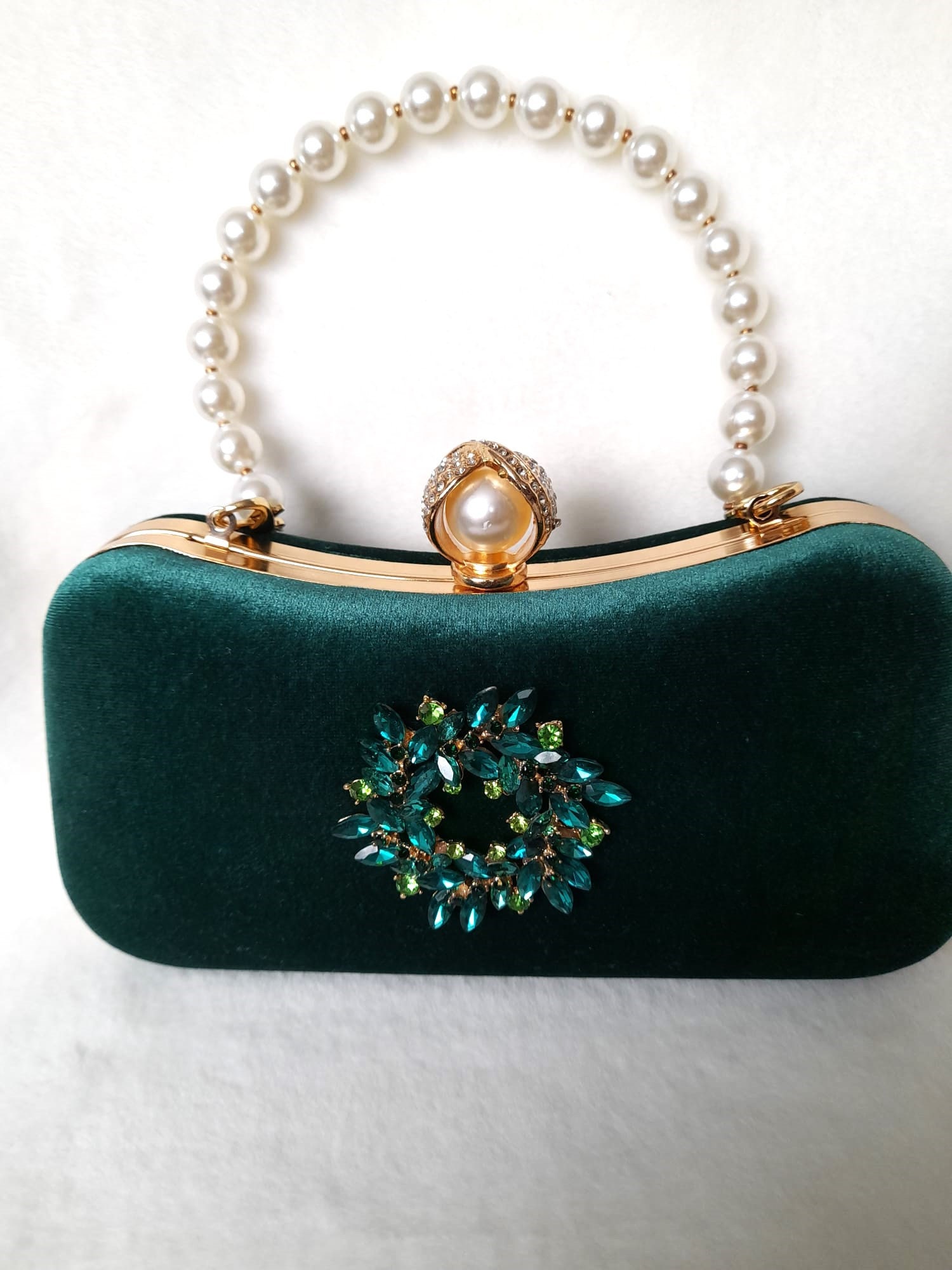  Velvet Clutch, Emerald Green Foldover Bag, Fold Over