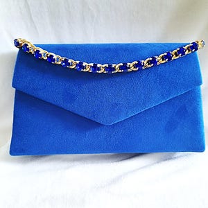 Royal Blue Suede Evening Clutch Bag,Formal Event Handbag,Wedding Purse For Bride Or Bridesmaid