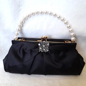 Black Satin Clutch,Evening Handbag,Bridal Purse