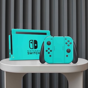 Switch skin matte turquoise, Switch OLED skin, Switch Lite skin, Dock skin, Joycon skin, controller wrap, bubble free, residue free