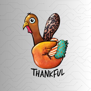 Peace Sign Turkey PNG , Thankful , Thanksgiving Art PNG , Funny Turkey ~ Thanksgiving Sublimation T-shirt , Peace Sign, Transparent Turkey