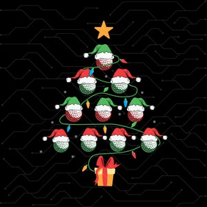 Christmas Tree Golf PNG, Golf-Themed Christmas png, Golf Christmas Decorations PNG, Golf Ball Christmas Tree PNG, Golf Holiday Gifts png