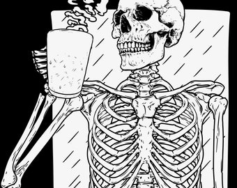 Skeleton Drinking Coffee Svg, Skeleton Svg, Coffee cut file, Skeleton Coffee, Coffee Mug, Coffee Png, Svg files for Cricut, Halloween Design