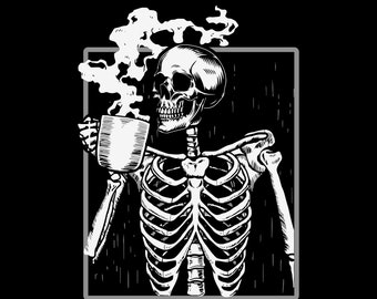 Skeleton Drinking Coffee Svg, Skeleton Svg, Coffee cut file, Skeleton Coffee, Coffee Mug, Coffee Png, Svg files for Cricut, Halloween Design