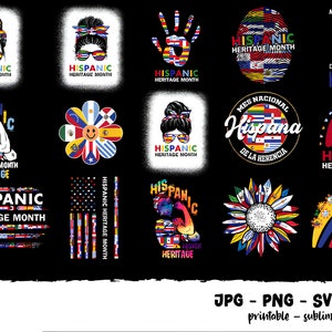 23 National Hispanic Heritage Month PNG SVG JPG -Celebrate Culture,Hispanic heritage month Png,Hispanic Heritage,Hispanic flags Sublimation