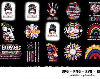 23 Nationella spansktalande kulturarvsmånaden PNG SVG JPG - Fira kultur, spansktalande kulturarvsmånaden PNG, spansktalande kulturarv, sublimering av spansktalande flaggor