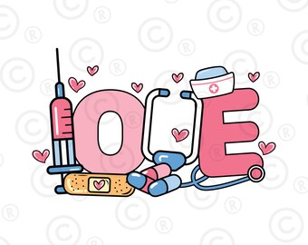 Love Nurse SVG / Cut File / Cricut / Commercial Use / Silhouette / Clip ...