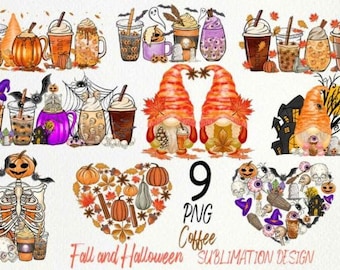 Fall Coffee Bundle Png , Halloween Coffee Latte Png Bundle, Pumpkin spice drinks, Pumpkin Coffee Png,Fall Autumn Png, Pumpkin Spice Iced Png