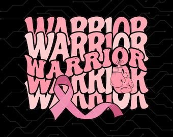 Krigare Bröstcancer Svg Medvetenhetsmånad, SVG-filer för Cricut, Silhuett, Skärfiler, Sublimeringsdesigner PNG, Pinktober