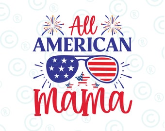 Amerikaanse moeder PNG SVG gesneden bestand voor Cricut, patriottische PNG SVG rommelig broodje PNG SVG, zonnebril Amerikaans