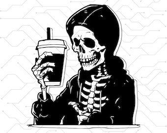 Skeleton Drinking Coffee Svg, Skeleton Svg, Coffee cut file, Skeleton Coffee, Coffee Mug, Coffee Png, Svg files for Cricut, Halloween Design