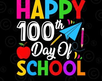 Felices 100 días de escuela Diseño de camiseta svg png, 100 días de escuela png, Retro Apple Png, 100 días de escuela Camisa de maestro, Diseño de sublimación